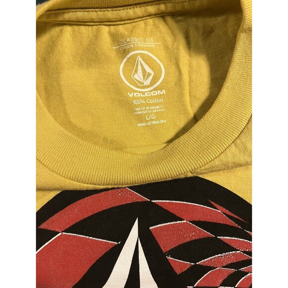 Men’s Volcom Graphic Print Short Sleeve T-Shirt LARGE Skater Surf Grunge Yellow - Picture 3 of 6
